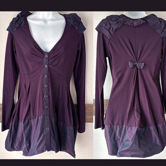Sunlight Paris Purple Tunic Formal Top Eggplant Ruche Shoulder‎ T1 - Picture 1 of 7